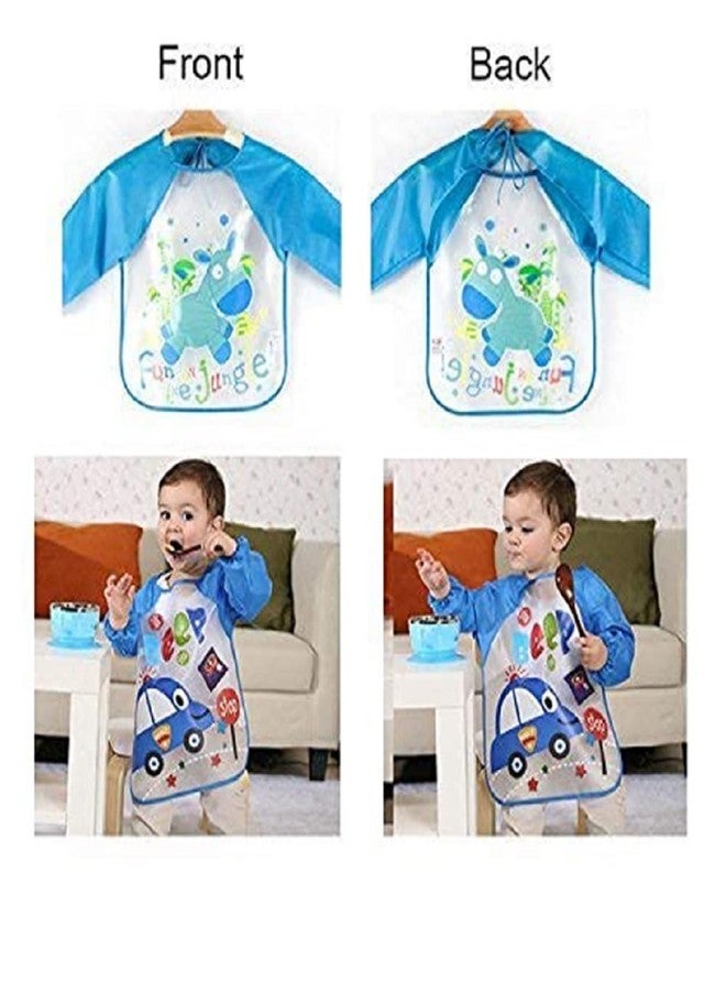 Wavva® Waterproof Colorful Children Bib Cute Cartoon Animals Baby Bibs Full Sleeve Children Apron Long Sleeve Feeding Bibs (Pack of 5) - Image 3