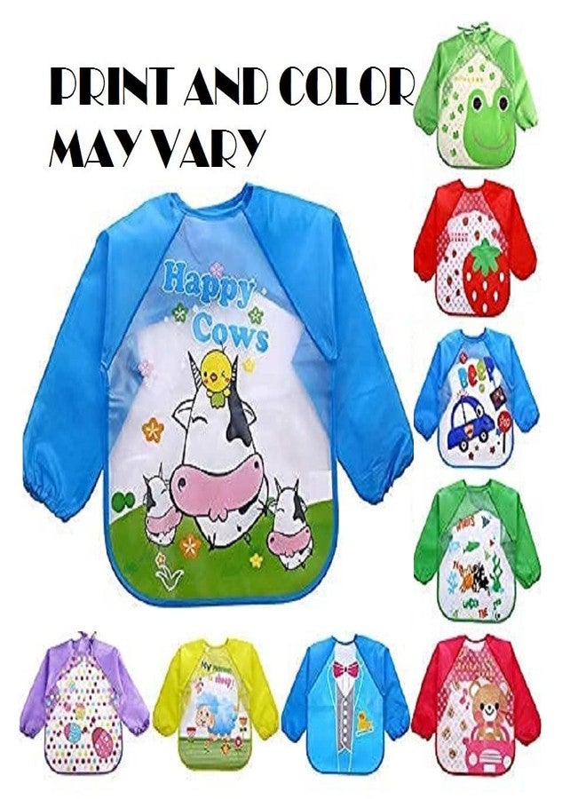 Wavva® Waterproof Colorful Children Bib Cute Cartoon Animals Baby Bibs Full Sleeve Children Apron Long Sleeve Feeding Bibs (Pack of 5) - Image 2