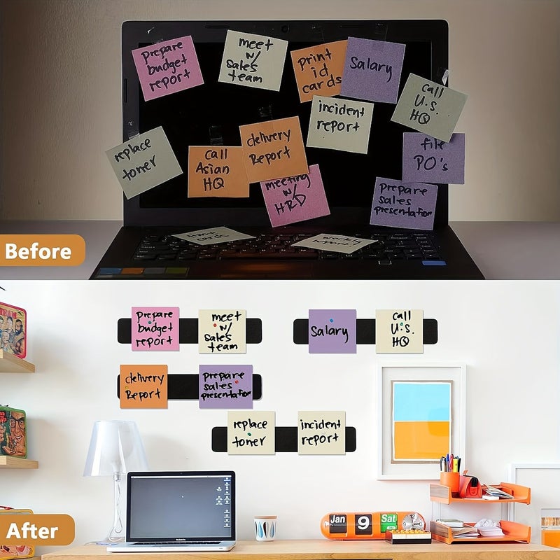 Grey Self Adhesive Felt Bulletin Board with Cork Strips for Office Notes and Photos - Image 5