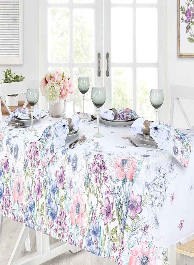 Newbridge Garden Breeze Square Fabric Tablecloth, 52 x 52 Inch, Easy Care and Stain Resistant Fabric Table Cloth for Holiday Party Dining, Sweet Pastel Floral - Image 5