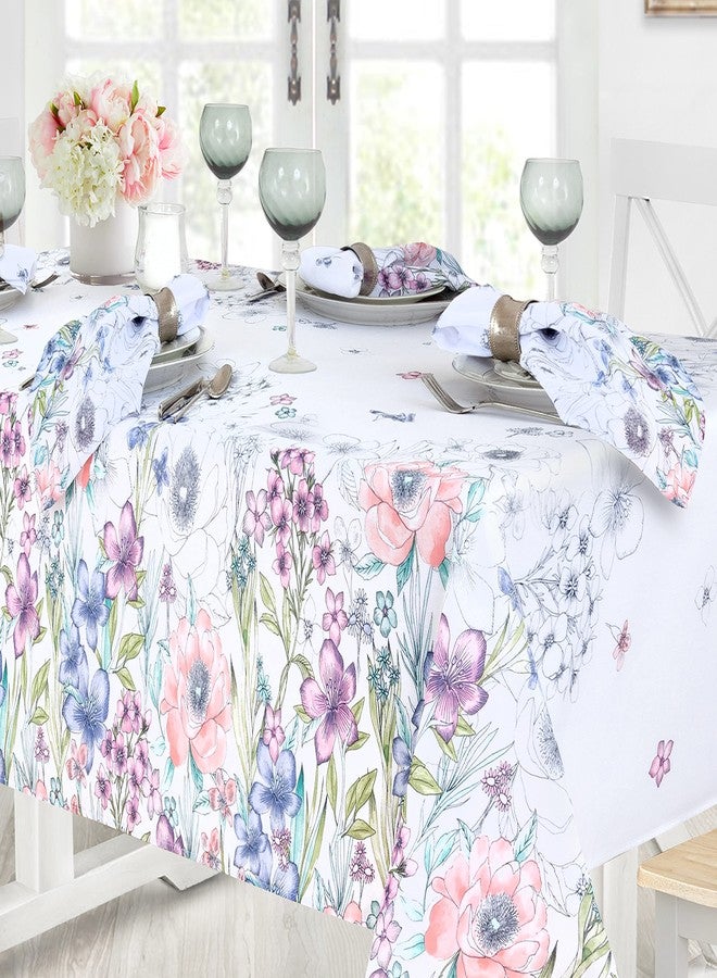 Newbridge Garden Breeze Square Fabric Tablecloth, 52 x 52 Inch, Easy Care and Stain Resistant Fabric Table Cloth for Holiday Party Dining, Sweet Pastel Floral - Image 3