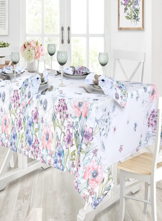 Newbridge Garden Breeze Square Fabric Tablecloth, 52 x 52 Inch, Easy Care and Stain Resistant Fabric Table Cloth for Holiday Party Dining, Sweet Pastel Floral - Image 2