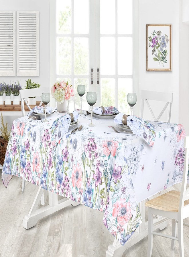 Newbridge Garden Breeze Square Fabric Tablecloth, 52 x 52 Inch, Easy Care and Stain Resistant Fabric Table Cloth for Holiday Party Dining, Sweet Pastel Floral - Image 1