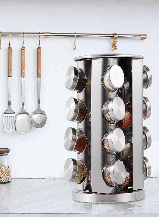 RHYDON pice Rack Organizer for Countertop - Stainless Steel Spice Organizer with 16 Seasoning Jars, Large Standing Cabinet Seasoning Tower for Kitchen - Image 5