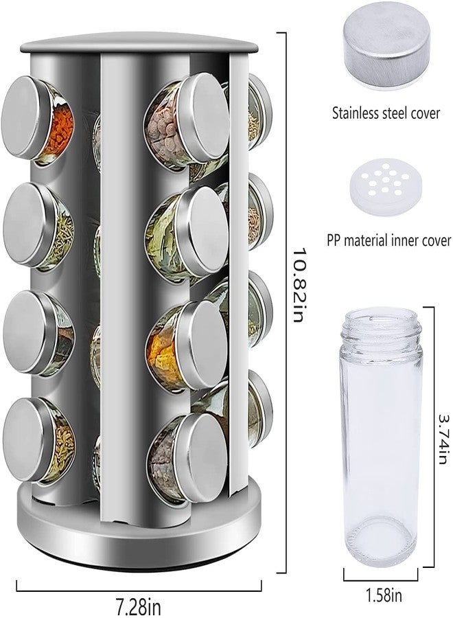 RHYDON pice Rack Organizer for Countertop - Stainless Steel Spice Organizer with 16 Seasoning Jars, Large Standing Cabinet Seasoning Tower for Kitchen - Image 4