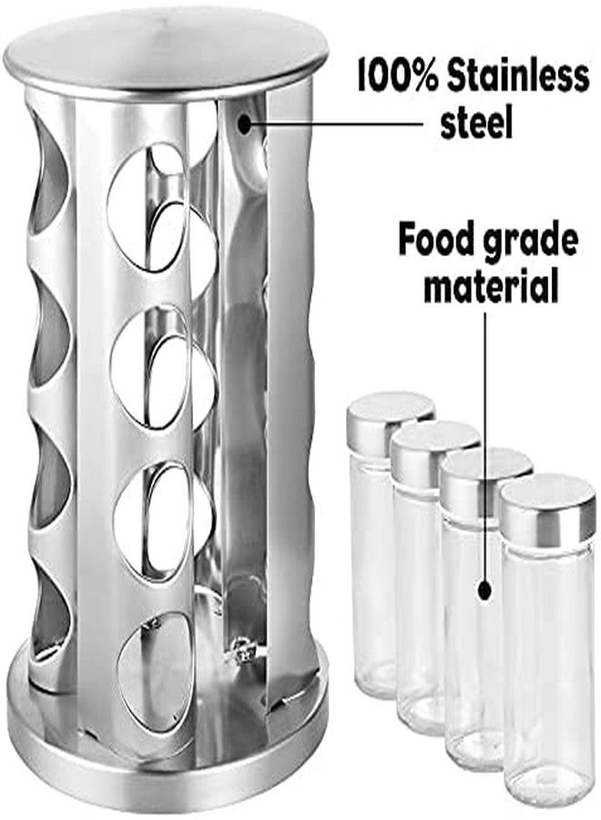 RHYDON pice Rack Organizer for Countertop - Stainless Steel Spice Organizer with 16 Seasoning Jars, Large Standing Cabinet Seasoning Tower for Kitchen - Image 2