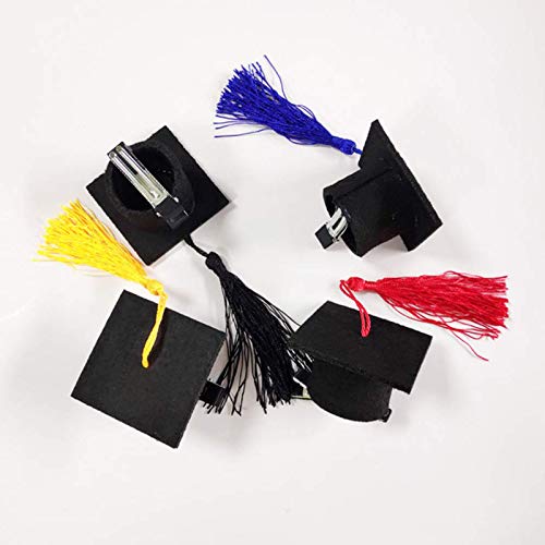 BinaryABC Graduation Hat Hair Clip,Mini Doctoral Cap Hair Clip,Graduation Party Supply Decoration,Graduation Hair Accessories (Black) - Image 3