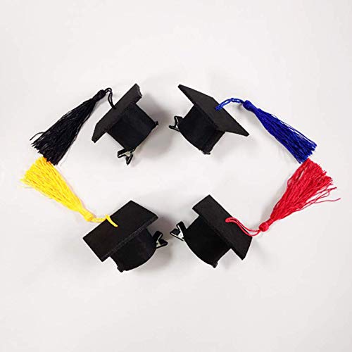BinaryABC Graduation Hat Hair Clip,Mini Doctoral Cap Hair Clip,Graduation Party Supply Decoration,Graduation Hair Accessories (Black) - Image 4