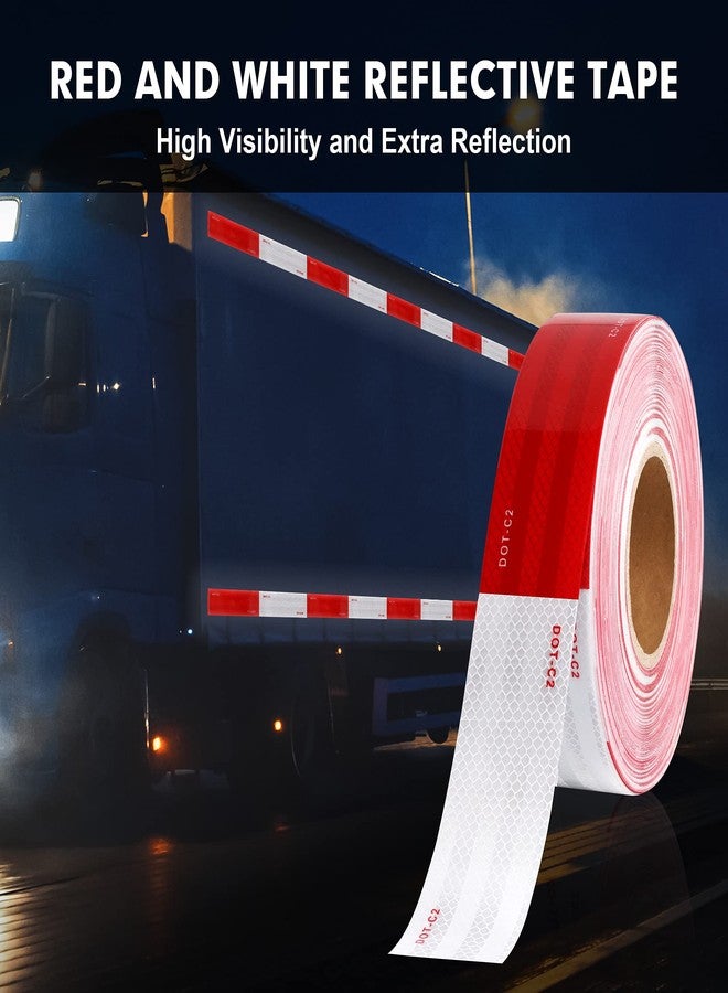 WAENLIR 2 inch x160Feet Reflective Tape DOT-C2 Waterproof Red and White Adhesive Safety Conspicuity reflector tape for trailer, Cars, Trucks, outdoor - Image 4