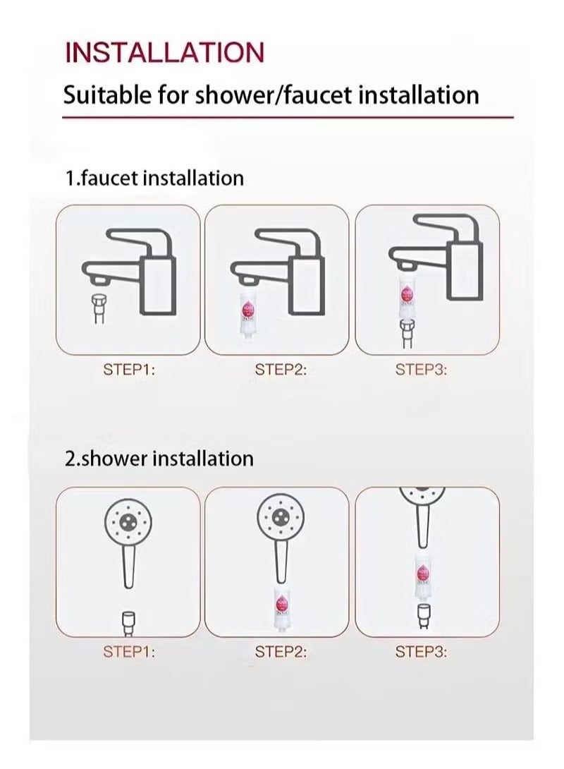 Bukela 2 Pieces Vitamin C Shower Filter, Shower Head Filter for Removing Chlorine Fluoride Deposits, Water Purification with Beads, Helps with Dry Skin and Hair Loss, Easy to Install (Lavender + Pinewood)  - Image 3