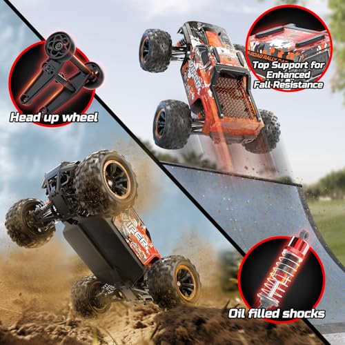 DEERC H16R Brushless Fast RC Cars,1:16 52KM/H High Speed Remote Control Car,4X4 All Terrains RC Monster Truck,Waterproof Off-Road Hobby Electric Vehicle Car Gift for Adults Boys,2 Li-ion Batteries - Image 4