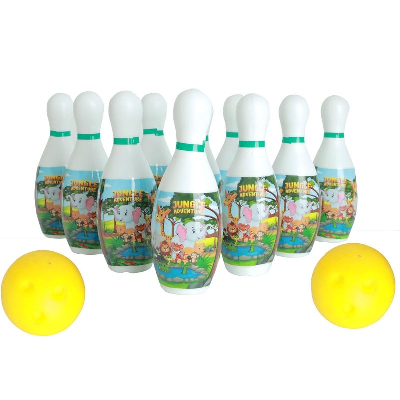 GIGGLE TREE Kids Playing Items Indoor Bowling Set for Kids - Fun Educational Boll for Kid - Ages 3+ - Safe & Durable - Perfect Indoor Activity for Family Fun & Skill Development (10 Bottle & 2 Balls) - Image 1