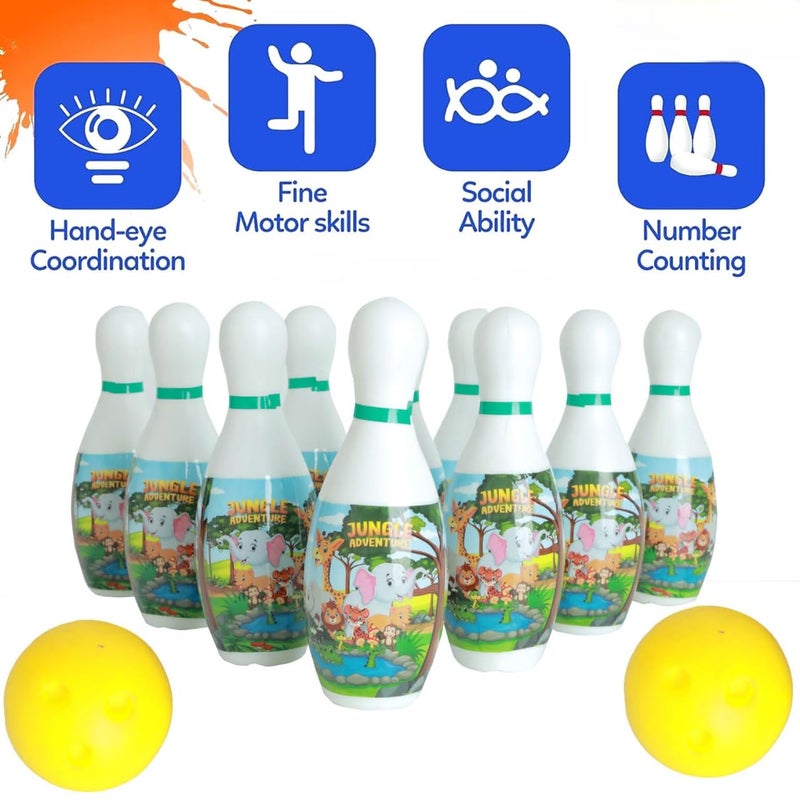 GIGGLE TREE Kids Playing Items Indoor Bowling Set for Kids - Fun Educational Boll for Kid - Ages 3+ - Safe & Durable - Perfect Indoor Activity for Family Fun & Skill Development (10 Bottle & 2 Balls) - Image 3