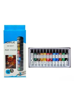 Brille Bee Acrylic Studio Color Paint Set Premium Vibrant Colors for Artists Beginners Professionals Ideal for Canvas Wood and Fabric Painting NonToxic FastDrying Art Supplies 12Pieces 12ml 