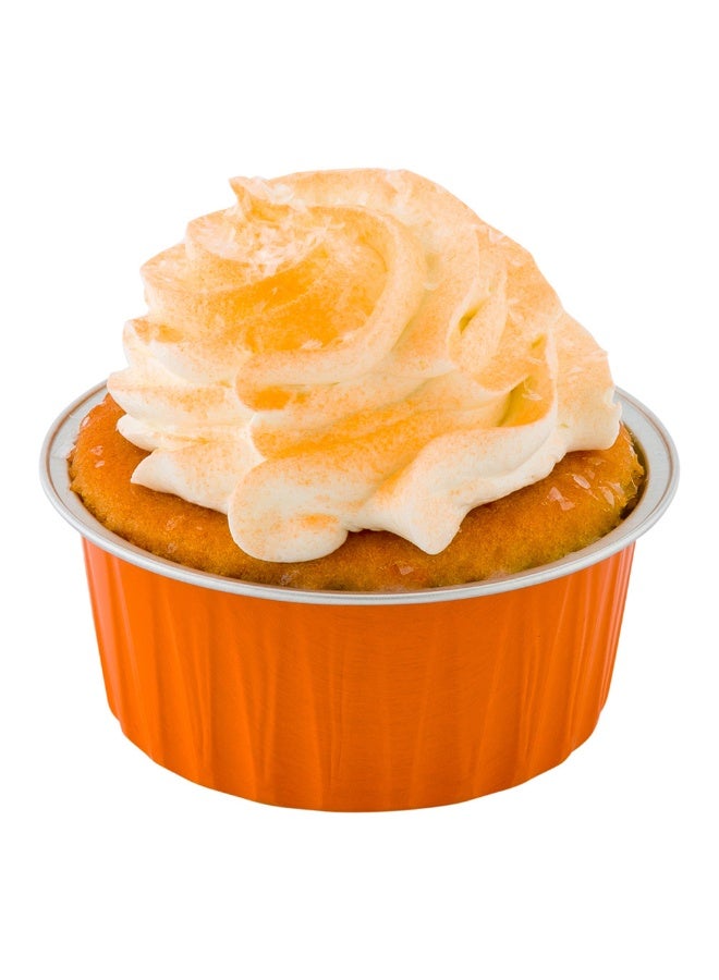 Restaurantware 4 Ounce Disposable Ramekins, 100 Round Creme Brulee Disposable Cups - Oven-Safe, For Cupcakes And Muffins, Orange Aluminum Disposable Baking Cups, Freezer-Safe, Lids Sold Separately - Image 2