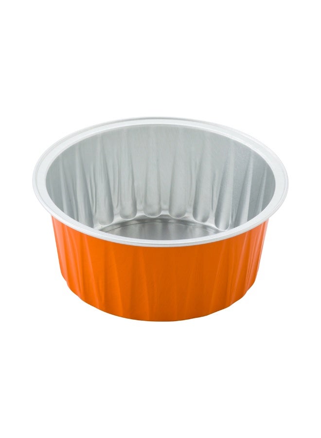 Restaurantware 4 Ounce Disposable Ramekins, 100 Round Creme Brulee Disposable Cups - Oven-Safe, For Cupcakes And Muffins, Orange Aluminum Disposable Baking Cups, Freezer-Safe, Lids Sold Separately - Image 1