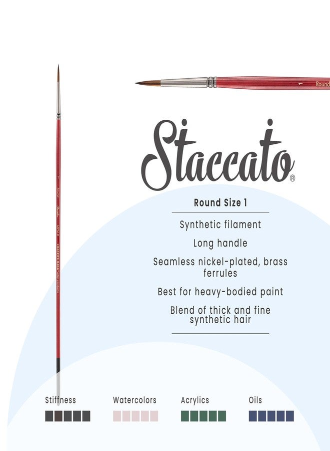 Creative Mark Staccato Artist Paintbrush - Round Size 1 - Synthetic Long Handled Brushes for Acrylic Paints, Handmade and Full Bodied with Springy Response - Image 2