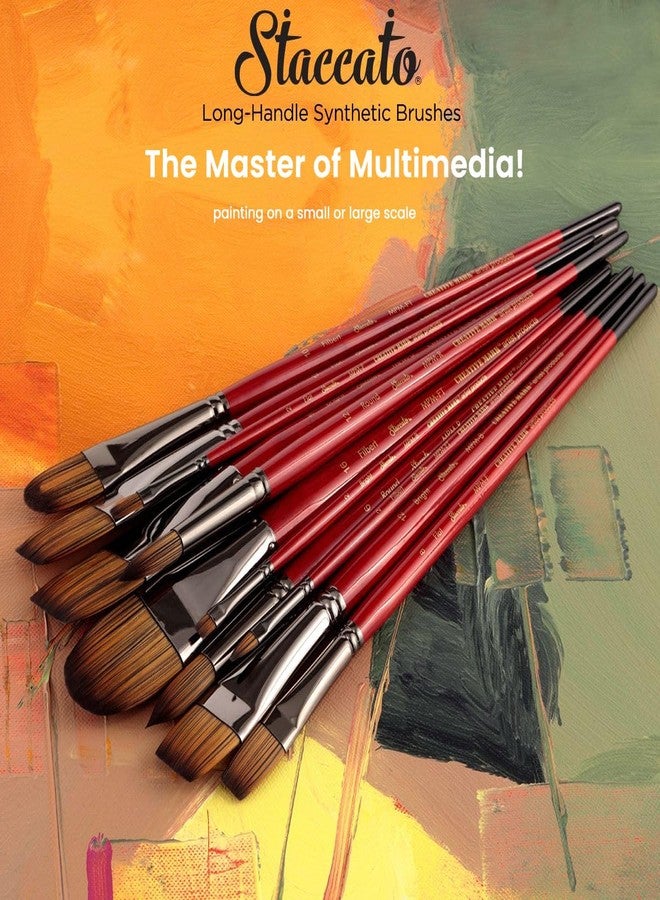 Creative Mark Staccato Artist Paintbrush - Round Size 1 - Synthetic Long Handled Brushes for Acrylic Paints, Handmade and Full Bodied with Springy Response - Image 4