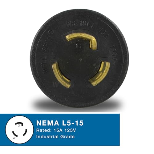 Conntek 30120 UNO Locking Plug NEMA L5-15P to NEMA 5-15R 125-Volt Adapter Black, 1PCS/PK - Image 4