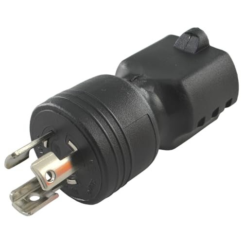 Conntek 30120 UNO Locking Plug NEMA L5-15P to NEMA 5-15R 125-Volt Adapter Black, 1PCS/PK - Image 1