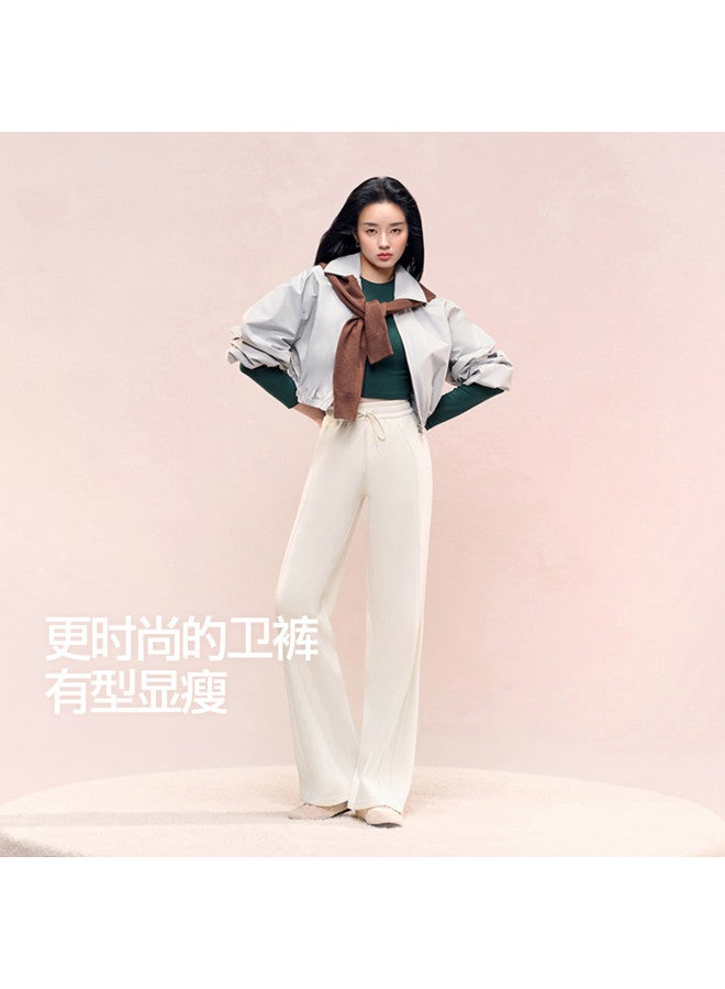 SIINSIIN Women'S Sweatpants, New Autumn And Winter Style, Fluid Draping, Versatile, Petite-Friendly, Slimming, Fleece-Lined, High-Waisted, Wide-Leg, Casual Pants, Sporty Style - Image 2