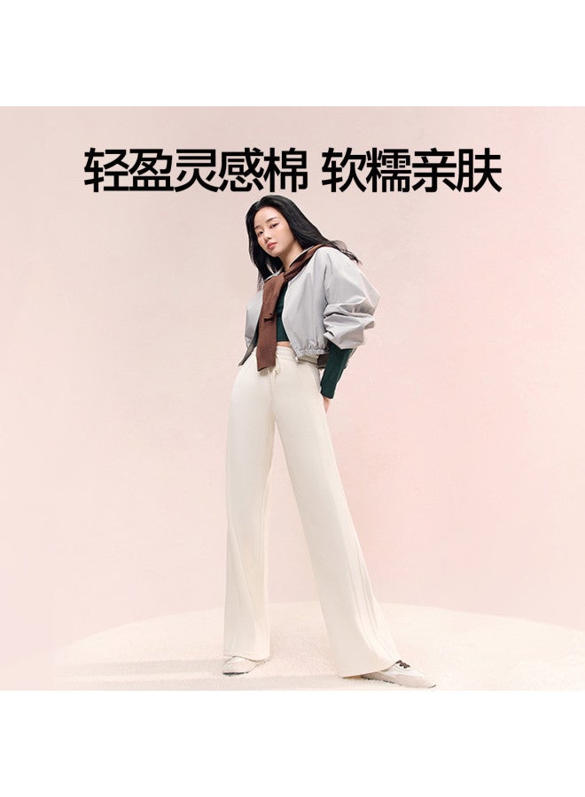 SIINSIIN Women'S Sweatpants, New Autumn And Winter Style, Fluid Draping, Versatile, Petite-Friendly, Slimming, Fleece-Lined, High-Waisted, Wide-Leg, Casual Pants, Sporty Style - Image 4