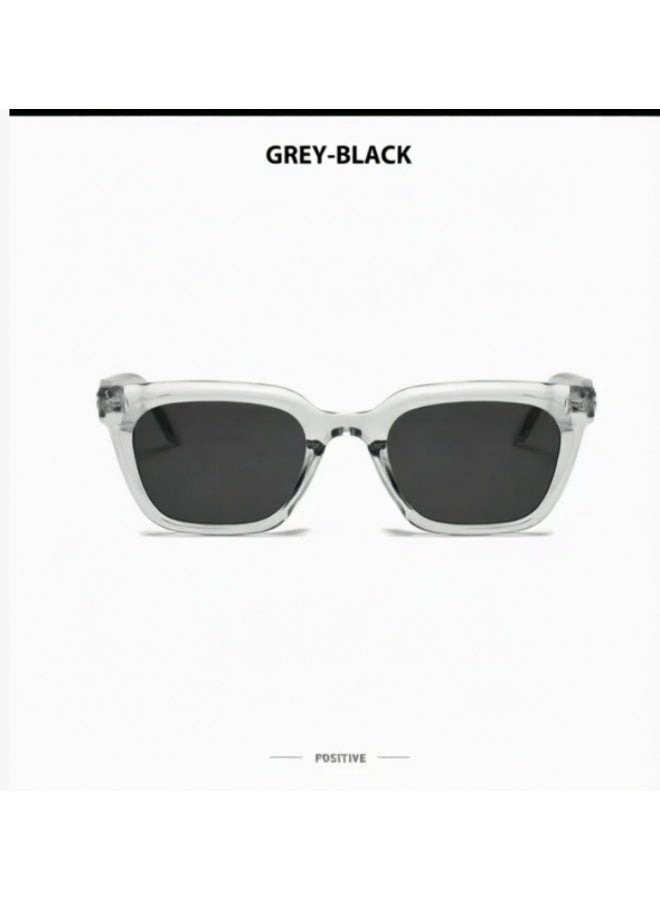 Transparent Grey Square Sunglasses, Stylish Retro Design, UV400 Protection, Unisex Fashion Eyewear for Driving & Outdoor Activities
