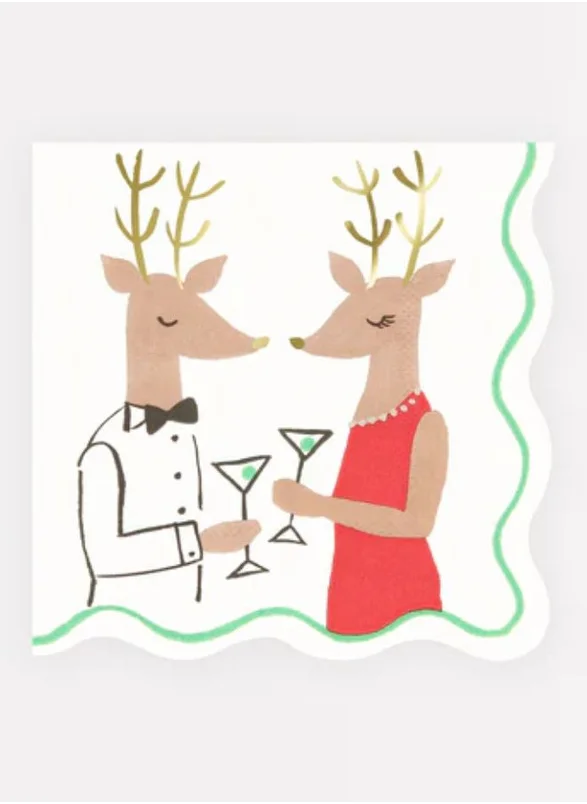 Meri Meri Mr. & Mrs. Reindeer Small Napkins