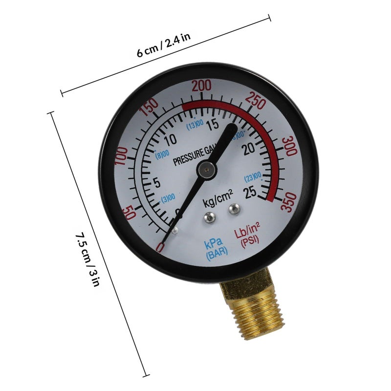 Pneumatic Vertical Pressure Gauge G1/4 0-25 Bar Air Compressor Accessory For Industrial Replacement Part Measurement - Image 3