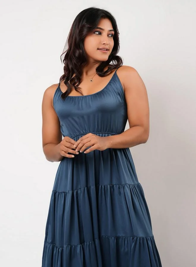 Aadaraya  Aadaraya Sleeveless Tiered Maxi Night Gown for Women | Best Price UAE