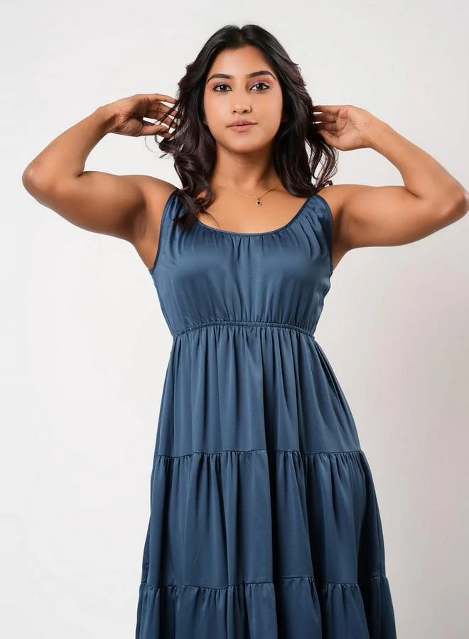 Aadaraya  Aadaraya Sleeveless Tiered Maxi Night Gown for Women | Best Price UAE