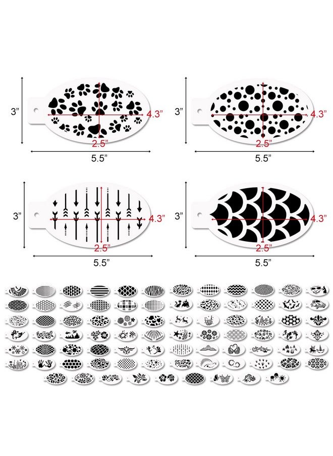 CODOHI 81 Pcs Face Painting Stencils 3"X5.5", Body Facial Painting Stencils, Reusable Flowers Mermaid Scale Leopard Cracks Claw Stencils Makeup Kit Face Tracing Stencils For Holiday Halloween Party  - Image 1