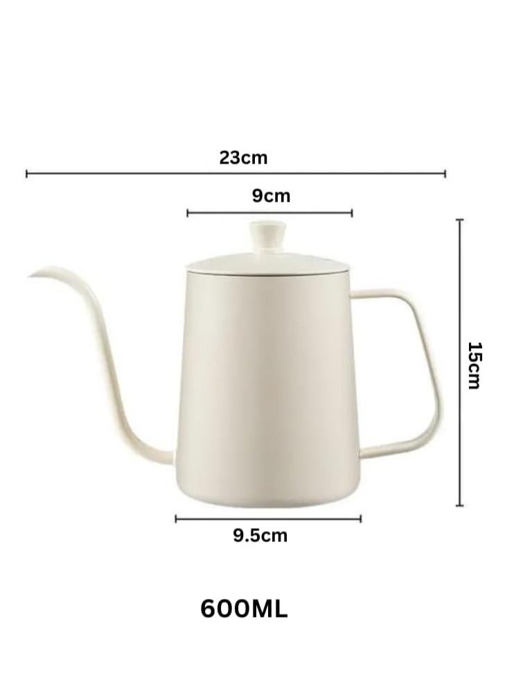 Liying 600ml Stainless Steel pour-over Coffee Kettle Drip Coffee Pot and Lid, Long Narrow Spout Coffee Pot Tea Stove Kettles for Home Brewing, Camping and Traveling (White) - Image 2