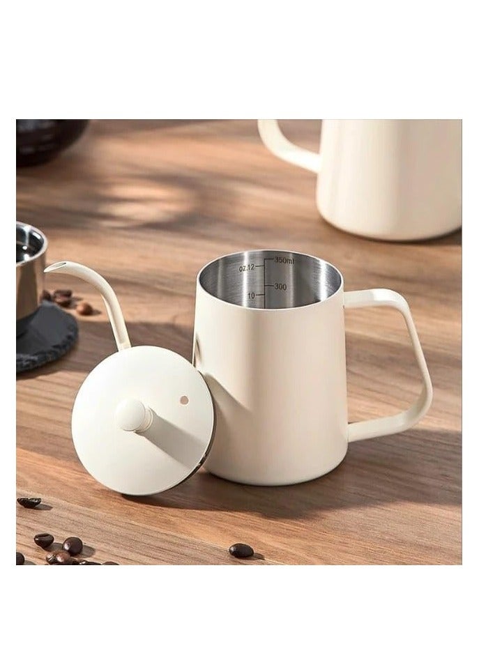 Liying 600ml Stainless Steel pour-over Coffee Kettle Drip Coffee Pot and Lid, Long Narrow Spout Coffee Pot Tea Stove Kettles for Home Brewing, Camping and Traveling (White) - Image 3