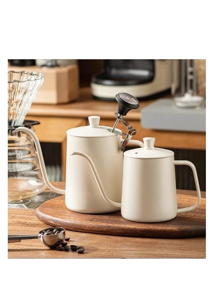 Liying 600ml Stainless Steel pour-over Coffee Kettle Drip Coffee Pot and Lid, Long Narrow Spout Coffee Pot Tea Stove Kettles for Home Brewing, Camping and Traveling (White) - Image 4