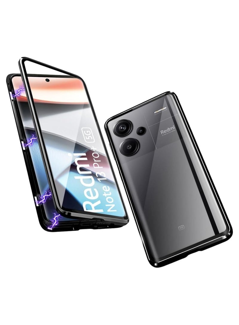 General Case Compatible with Redmi Note 13 Pro Plus 5G, Magnetic Body Metal Frame Thin Double Sided Clear Tempered Glass Shockproof with Camera Protection Cover  - Image 1