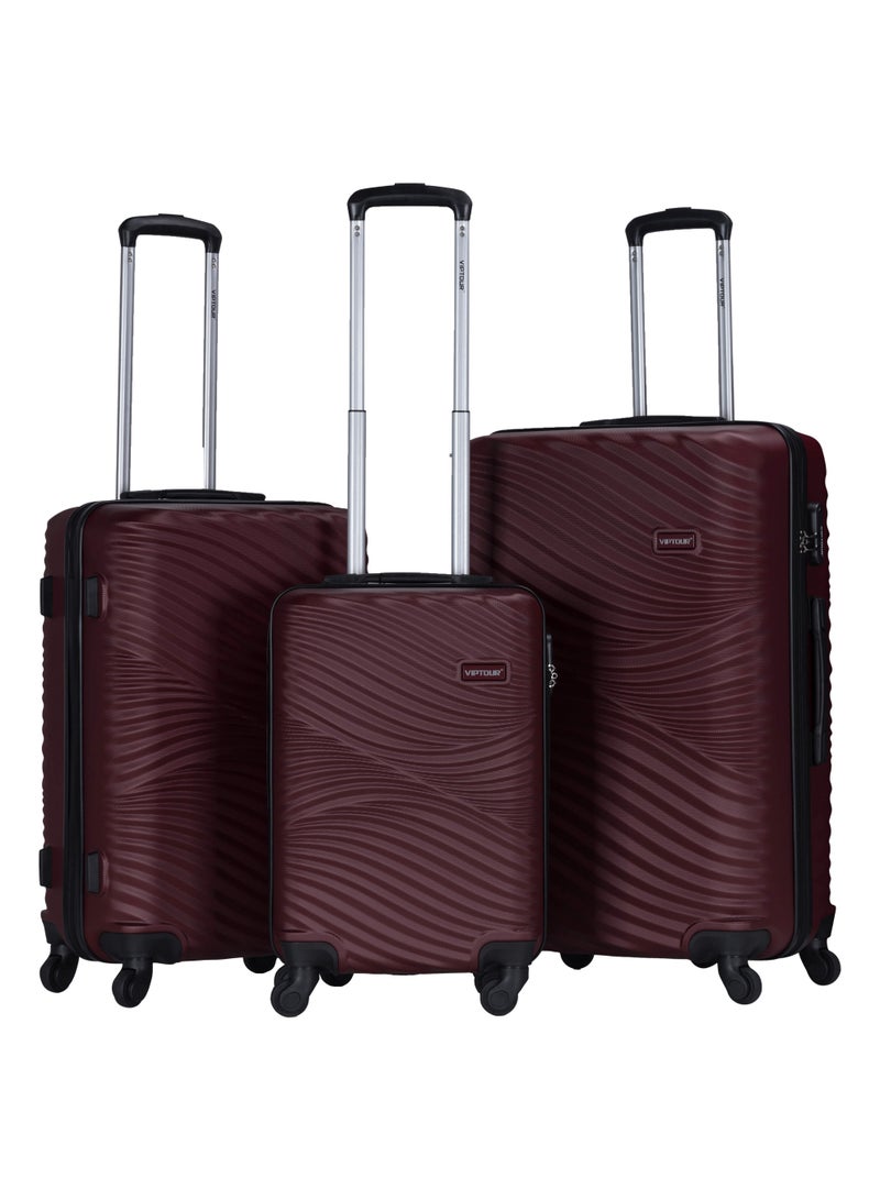 VIPTOUR ABS Material 3-Piece Hard Case Trolley Luggage Set, 4 Quiet 360° Spinner Wheels Suitcase With Combination Lock, Small (2.5kg), Medium (3kg), Large (3.8kg) (20''/24''/28'') - Image 1