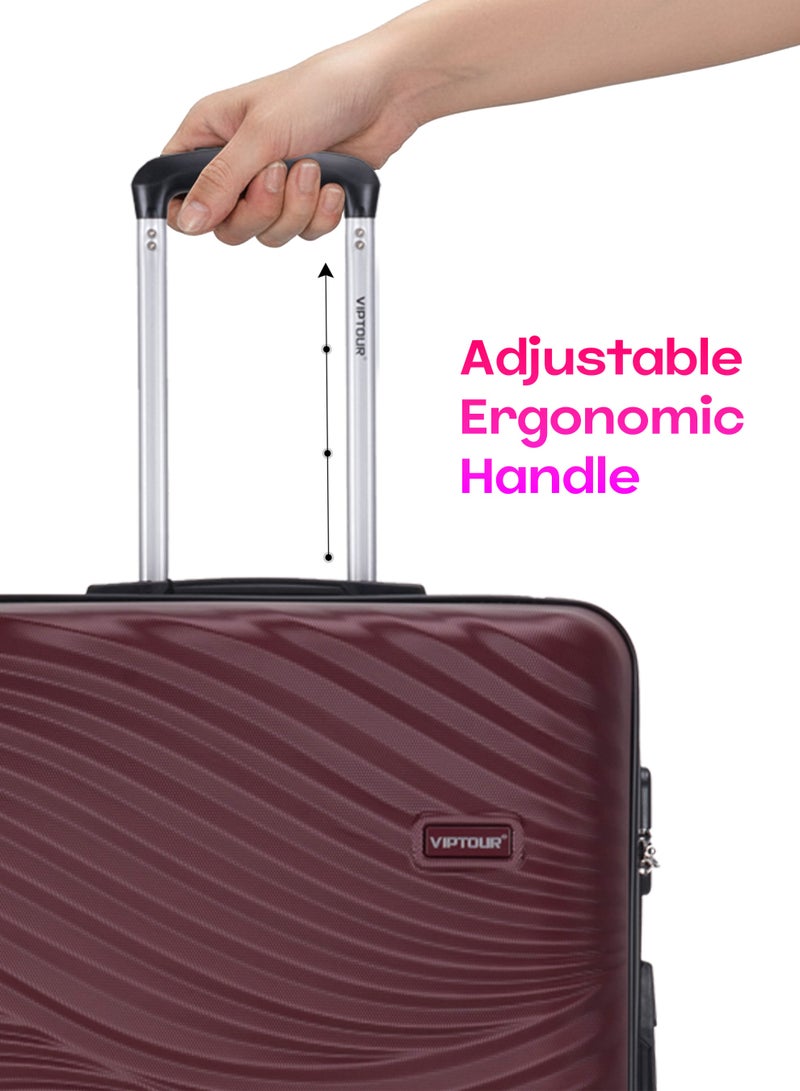 VIPTOUR ABS Material 3-Piece Hard Case Trolley Luggage Set, 4 Quiet 360° Spinner Wheels Suitcase With Combination Lock, Small (2.5kg), Medium (3kg), Large (3.8kg) (20''/24''/28'') - Image 3