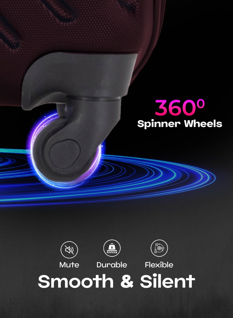 VIPTOUR ABS Material 3-Piece Hard Case Trolley Luggage Set, 4 Quiet 360° Spinner Wheels Suitcase With Combination Lock, Small (2.5kg), Medium (3kg), Large (3.8kg) (20''/24''/28'') - Image 4
