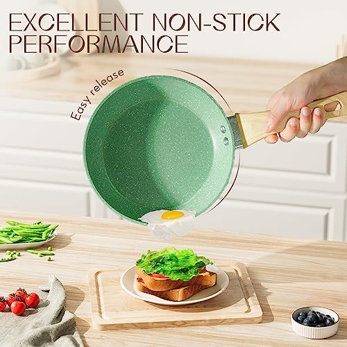 Innerwell Nonstick Frying Pan Skillet, 8 Inch Non Stick Egg Pan Omelet Frying Pans 100% PFOA-Free, Non-Toxic Healthy Cooking Pan, Induction Compatible - Image 2