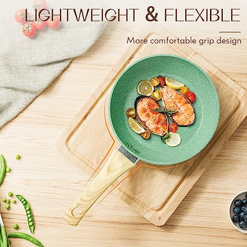 Innerwell Nonstick Frying Pan Skillet, 8 Inch Non Stick Egg Pan Omelet Frying Pans 100% PFOA-Free, Non-Toxic Healthy Cooking Pan, Induction Compatible - Image 3