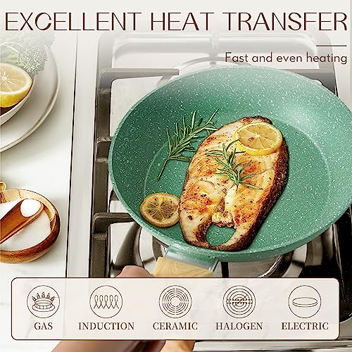 Innerwell Nonstick Frying Pan Skillet, 8 Inch Non Stick Egg Pan Omelet Frying Pans 100% PFOA-Free, Non-Toxic Healthy Cooking Pan, Induction Compatible - Image 5