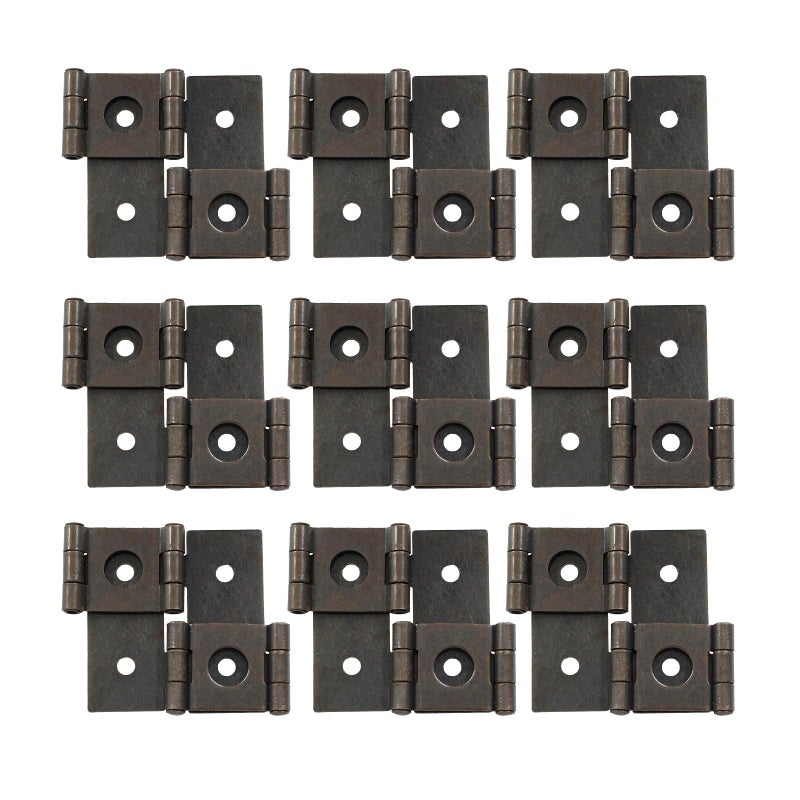Litoexpe 12pcs Double Folding Hinges 270 Degree Rotation Screen Door Hinges Metal Folding Acting Hinges with Mounting Screws 47mmx54mm Brown