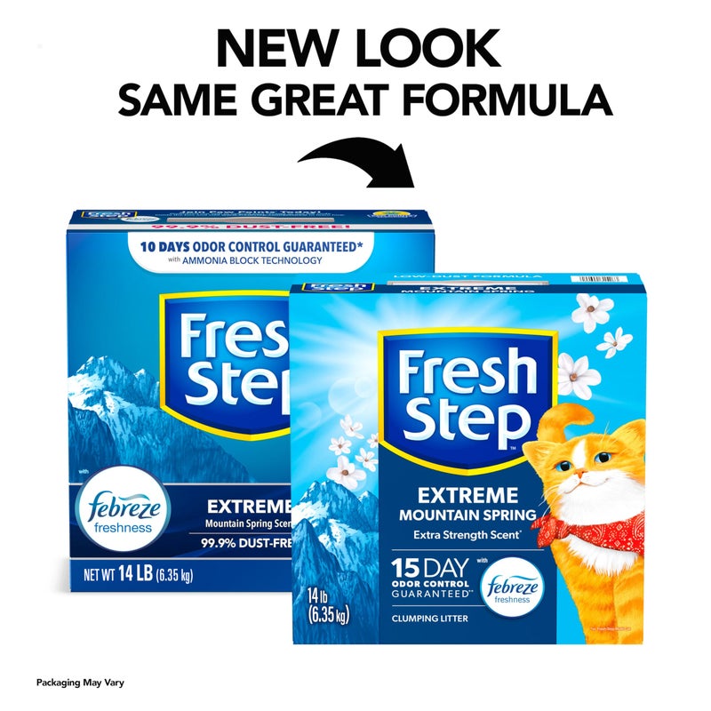 Fresh Step Extreme Clumping Litter with Febreze Freshness,Mountain Spring Scent Clumping Cat Litter with Guaranteed Odor Control,14 lb. Box,(Pack of 2) - Image 2