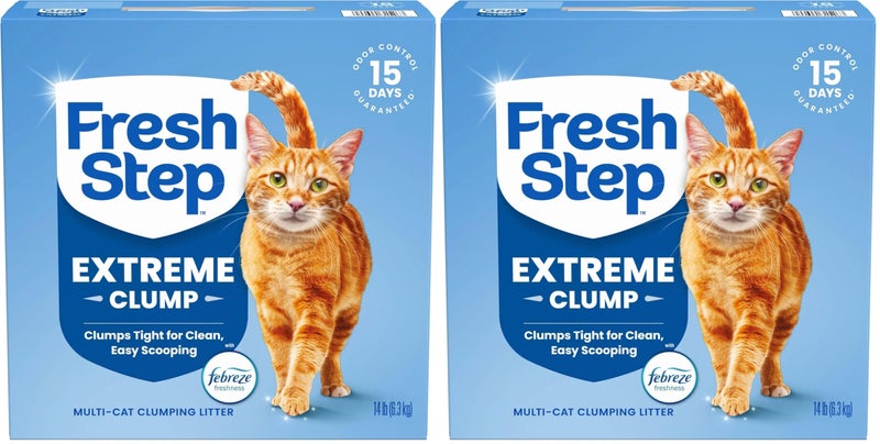 Fresh Step Extreme Clumping Litter with Febreze Freshness,Mountain Spring Scent Clumping Cat Litter with Guaranteed Odor Control,14 lb. Box,(Pack of 2) - Image 1