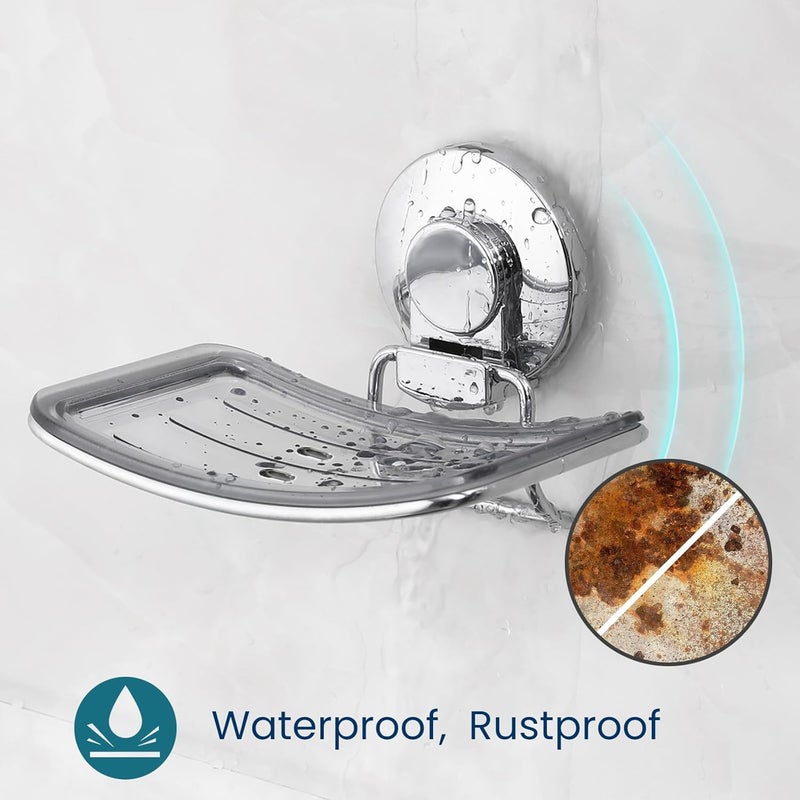 Taili Chrome Soap Dish for Shower, Max Hold 5 KG Suction Soap Holder for Bathroom, Bathtub, Wall Mounted, Waterproof, Drill-Free, Removable Metal Shower Organizer, Stainless Steel Sponge Sink Holder - Image 5