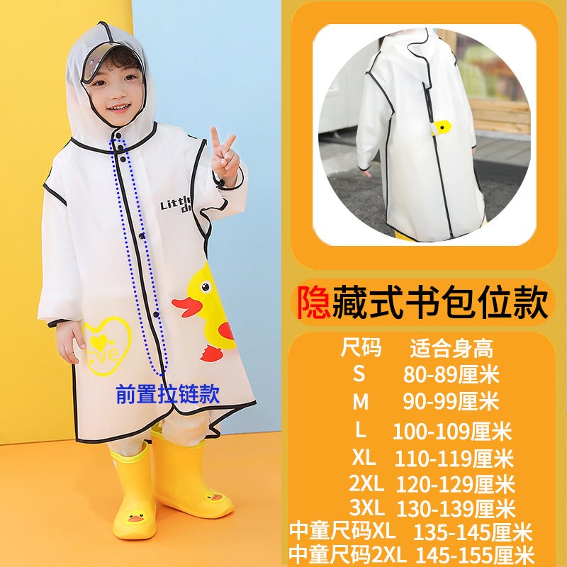 Children'S Raincoat Cartoon Male And Female Kindergarten Baby Kids Primary School Student Transparent Raincoat Male And Female With School Bag Bits - Image 1