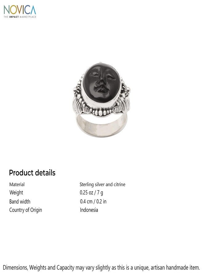 NOVICA Artisan Handmade Ebony Cocktail Ring Crafted Wood Silver Sterling Indonesia [crownbezel 0.3 in H x 0.6 in Diam. Band Width 0.2 in W] ' Amun Ra' - Image 5