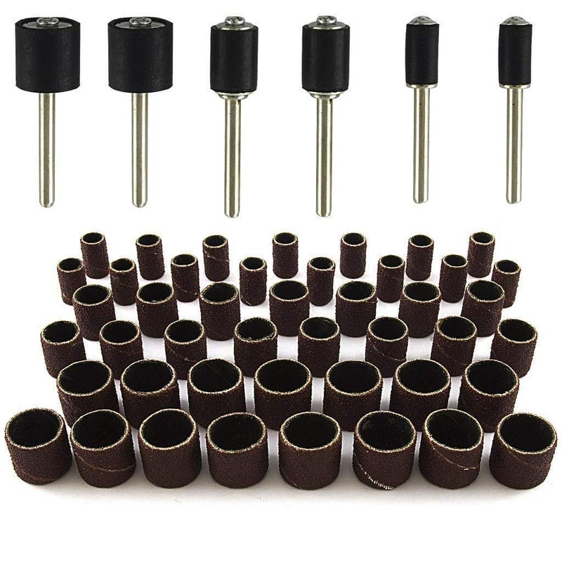 Aone 51pcs Sanding Drum Set for Dremel and All Other Rotary Tools with Corded Electric 51 Replaceable Sanding Bands & 6 Rubber Drum Mandrels (Package 12.2 L x 12.1 W x 2 H cm) 50 Grams - Multicolour - Image 2