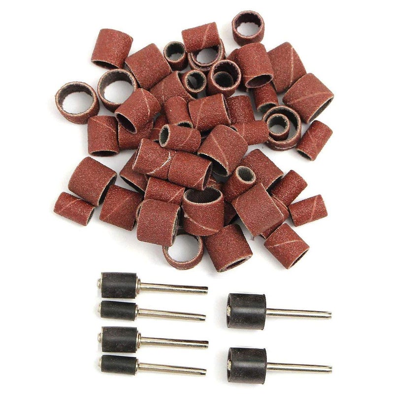 Aone 51pcs Sanding Drum Set for Dremel and All Other Rotary Tools with Corded Electric 51 Replaceable Sanding Bands & 6 Rubber Drum Mandrels (Package 12.2 L x 12.1 W x 2 H cm) 50 Grams - Multicolour - Image 1